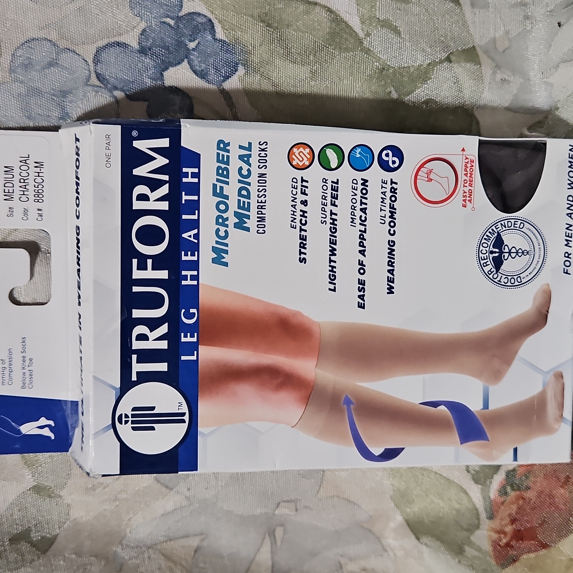 Truform Unisex Microfiber Compression Socks2030 Mmhg Knee HighCharcoalMedium